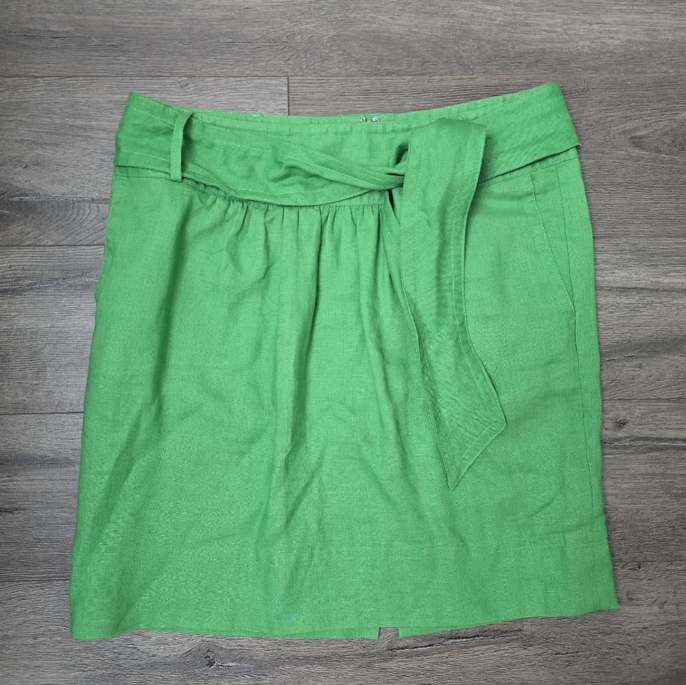 Banana Republic 100% Linen Green Mini Skirt Fall Cottage Girly Comfy Lightweight